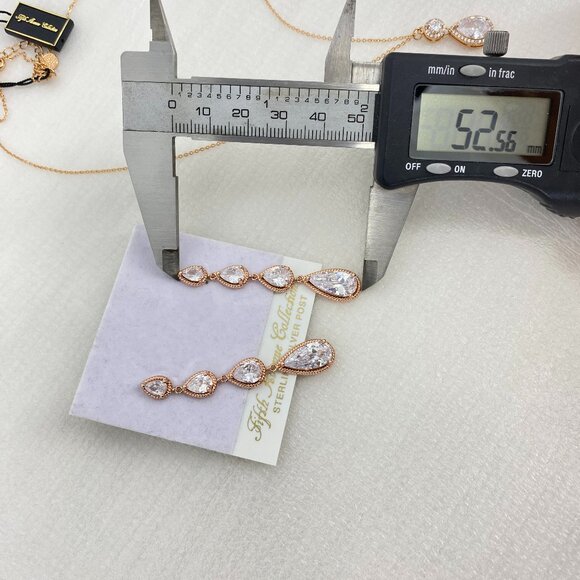 FAC Glamorous CZ Necklace & Earrings Rose Gold tone NWT - Picture 4 of 7